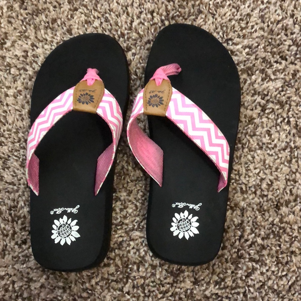 yellow box chevron pink and white sandals